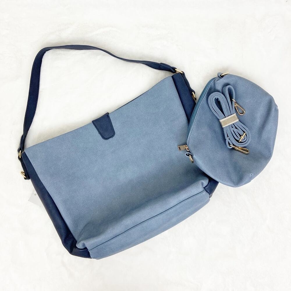 Blue Faux Leather Shoulder & Small Bag Set NWT